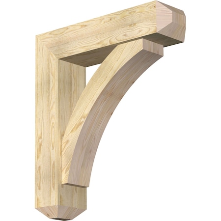 Ekena Millwork Thorton Craftsman Rough Sawn Bracket w/ Offset Brace, Douglas Fir, 8"W x 32"D x 36"H BKT0806X32X36THR04RDF